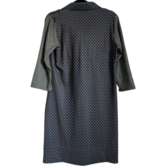 Gretchen Scott Navy Diamond Print Shift Dress Medium Designer - Picture 8 of 14